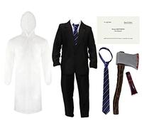 Adults Patrick Bateman Costume - Black Suit, Transparent Raincoat, Blue Tie, Fake Axe, Business Card and Fake Blood - Mens Psycho American TV Film Character Halloween Fancy Dress Costume
