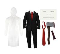 Adults Patrick Bateman Costume - Black Suit, Transparent Raincoat, Red Tie, Fake Axe, Fake Blood and Business Card - Mens Psycho American TV Film Character Halloween Fancy Dress Costume