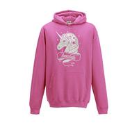 [ Adults ] Personalised Unicorn White Glitter Hoodie Choose Your Name and Colour (Small, Pink)
