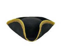 Adults Pirate Hats Deluxe Tricorn Hat Vintage Party Cap with Gold Trimming | Suitable for Carnival