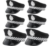 Adults Police Hat with Badge - Unisex British Police Officer Costume Accessory for Men & Women, Fancy Dress Cop Policewoman Outfit for Parties, Cosplay & Halloween (6 Pack)