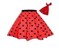 Adults Polka Dot Skirt Rock n Roll 50's/ 60's Style with Neck tie 17 21" Length (18-20 (Waist 34inch), Red and Black spot)