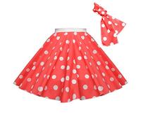 Adults Polka Dot Skirt Rock n Roll 50's/ 60's Style with Neck tie 17 21" Length (22-24 (Waist 36inch), Red and White spot)