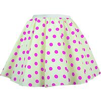 Adults Polka Dot Skirt Rock n Roll 50's/ 60's Style with Neck tie 17 21" Length (28 (Waist 40inch), White and Pink spot)