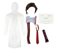 Adults Psycho Costume - Standard - Transparent Raincoat, Wig, Tie, Inflatable Axe, Business Card and Fake Blood - Psycho Patrick Bateman American TV Film Character Halloween Fancy Dress Costume
