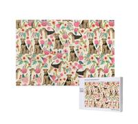 Adults Puzzle Game Challenging Puzzles,Jigsaw Puzzles 1000 Pieces,Airedale Terrier Floral Print