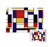 Adults Puzzle Game Challenging Puzzles,Jigsaw Puzzles 1000 Pieces,Artistic Mondrian Style Color Composition Red