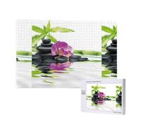 Adults Puzzle Game Challenging Puzzles,Jigsaw Puzzles 1000 Pieces,Asian Wellness With Zen Massage Stones Purple Orchid