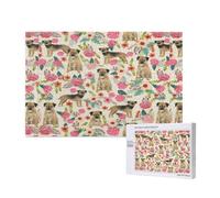 Adults Puzzle Game Challenging Puzzles,Jigsaw Puzzles 1000 Pieces,Border Terrier Florals Dog Breed Cream