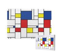 Adults Puzzle Game Challenging Puzzles,Jigsaw Puzzles 1000 Pieces,Mondrian Minimalist De Stijl Modern Art