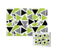 Adults Puzzle Game Challenging Puzzles,Jigsaw Puzzles 1000 Pieces,Random Triangles Lime Green Gray Black On White