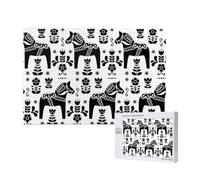 Adults Puzzle Game Challenging Puzzles,Jigsaw Puzzles 1000 Pieces,Swedish Folk Art Dala Daleclarian Horse