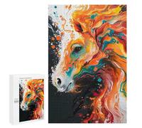 Adults Puzzles 1000 PCS Jigsaws Abstract Horse Painting Puzzle for Adults Brain Teaser Game Analysis And Logic Parent-child Interaction 1000 PCS