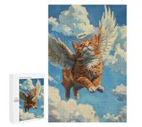 Adults Puzzles 1000 PCS Jigsaws Angel Cat Flying in Sky Jigsaw Puzzles for Teenagers Precision Cutting Parent-child Interaction Beautiful Design Game 1000 PCS