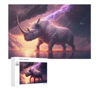 Adults Puzzles 1000 PCS Jigsaws Art Dream Rhino Jigsaw Puzzle Brain Teaser Game A Work of Art Birthday And Unique Gifts 1000 PCS