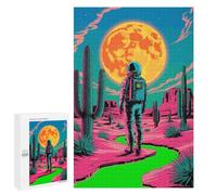 Adults Puzzles 1000 PCS Jigsaws Astronaut in Desert with Moon Puzzle for Adults Toy Wall Decor Stress Reliever Difficult And Challenge 1000 PCS