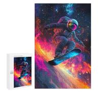 Adults Puzzles 1000 PCS Jigsaws Astronaut Snowboarding in Space Jigsaw Puzzle Brain Teaser Game A Work of Art Birthday And Unique Gifts 1000 PCS