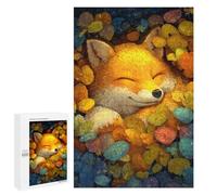 Adults Puzzles 1000 PCS Jigsaws Autumn Fox Resting Jigsaw Puzzles for Teenagers Precision Cutting Parent-child Interaction Beautiful Design Game 1000 PCS