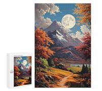 Adults Puzzles 1000 PCS Jigsaws Autumn Moonlit Mountain Landscape Jigsaw Puzzles for Teenagers Precision Cutting Parent-child Interaction Beautiful Design Game 1000 PCS