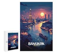 Adults Puzzles 1000 PCS Jigsaws Bangkok Thailand Cityscape at Sunset Puzzle for Adults Toy Wall Decor Stress Reliever Difficult And Challenge 1000 PCS