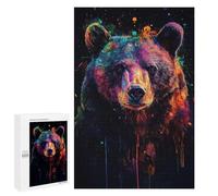 Adults Puzzles 1000 PCS Jigsaws Bear in Neon Splatter Puzzle for Adults Toy Wall Decor Stress Reliever Difficult And Challenge 1000 PCS
