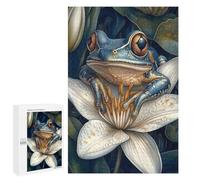 Adults Puzzles 1000 PCS Jigsaws Blue Frog On Lily Puzzle for Adults Brain Teaser Game Analysis And Logic Parent-child Interaction 1000 PCS