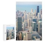 Adults Puzzles 1000 PCS Jigsaws Chicago Skyline Teenagers Puzzles Hands-on Game Hand Speed Race Parent-child Interaction 1000 PCS