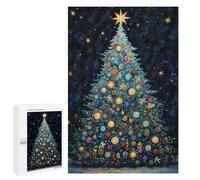 Adults Puzzles 1000 PCS Jigsaws Christmas Tree with Starry Night Sky Jigsaw Puzzles for Teenagers Precision Cutting Parent-child Interaction Beautiful Design Game 1000 PCS