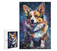 Adults Puzzles 1000 PCS Jigsaws Colorful Corgi Painting Jigsaw for Adults Toy Wall Decor Perfect Decoration Parent-child Interaction 1000 PCS