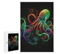 Adults Puzzles 1000 PCS Jigsaws Colorful Neon Octopus Puzzle for Adults Toy Wall Decor Stress Reliever Difficult And Challenge 1000 PCS