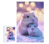 Adults Puzzles 1000 PCS Jigsaws Cute Hamsters in Snow Teenagers Puzzles Hands-on Game Hand Speed Race Parent-child Interaction 1000 PCS