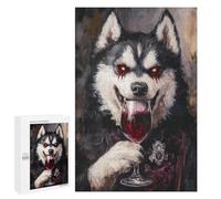 Adults Puzzles 1000 PCS Jigsaws Dark Wolf with Red Wine Glass Jigsaw Puzzles for Teenagers Precision Cutting Parent-child Interaction Beautiful Design Game 1000 PCS