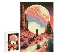 Adults Puzzles 1000 PCS Jigsaws Desert Wanderer Under A Giant Moon Puzzle for Adults Toy Wall Decor Stress Reliever Difficult And Challenge 1000 PCS