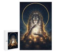 Adults Puzzles 1000 PCS Jigsaws Divine Lion Holding Moon Jigsaw for Adults Toy Wall Decor Perfect Decoration Parent-child Interaction 1000 PCS