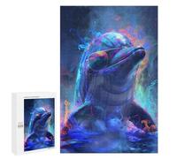 Adults Puzzles 1000 PCS Jigsaws Dolphin In Colorful Paint Puzzle for Adults Brain Teaser Game Analysis And Logic Parent-child Interaction 1000 PCS