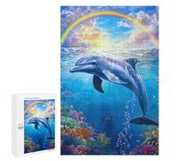 Adults Puzzles 1000 PCS Jigsaws Dolphin Under Rainbow Jigsaw for Adults Anti-Stress Toys But Fun And Humorous Parent-child Interaction 1000 PCS