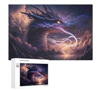Adults Puzzles 1000 PCS Jigsaws Electric Dragon in Stormy Sky Jigsaw Puzzle Brain Teaser Game A Work of Art Birthday And Unique Gifts 1000 PCS