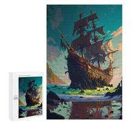 Adults Puzzles 1000 PCS Jigsaws Fantasy Pirate Ship Flag Puzzle for Adults Toy Wall Decor Stress Reliever Difficult And Challenge 1000 PCS