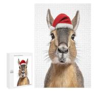 Adults Puzzles 1000 PCS Jigsaws Festive Patagonian Mara with Santa Hat Puzzle for Adults Brain Teaser Game Analysis And Logic Parent-child Interaction 1000 PCS