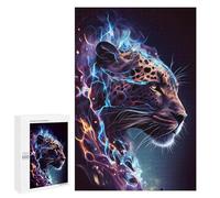Adults Puzzles 1000 PCS Jigsaws Flame Leopard Portrait Jigsaw for Adults Toy Wall Decor Perfect Decoration Parent-child Interaction 1000 PCS