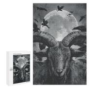 Adults Puzzles 1000 PCS Jigsaws Full Moon Goat Crow Art Print Jigsaw Puzzles for Teenagers Precision Cutting Parent-child Interaction Beautiful Design Game 1000 PCS