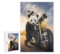 Adults Puzzles 1000 PCS Jigsaws Giant Panda Ride Motorbike Jigsaw Puzzle Brain Teaser Game A Work of Art Birthday And Unique Gifts 1000 PCS