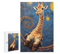 Adults Puzzles 1000 PCS Jigsaws Giraffe on Roller Coaster Art Print Jigsaw Puzzles for Teenagers Precision Cutting Parent-child Interaction Beautiful Design Game 1000 PCS