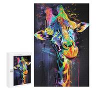 Adults Puzzles 1000 PCS Jigsaws Giraffe Popart Painting Puzzle for Adults Brain Teaser Game Analysis And Logic Parent-child Interaction 1000 PCS