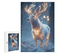 Adults Puzzles 1000 PCS Jigsaws Glowing Deer in Winter Forest Puzzle for Adults Toy Wall Decor Stress Reliever Difficult And Challenge 1000 PCS