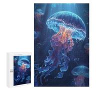 Adults Puzzles 1000 PCS Jigsaws Glowing Jellyfish Ocean Scene Jigsaw Puzzles for Teenagers Precision Cutting Parent-child Interaction Beautiful Design Game 1000 PCS