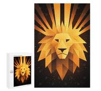 Adults Puzzles 1000 PCS Jigsaws Golden Lion Vector Portrait with Radiant Rays Adult Jigsaw Puzzle Family Games Stress Reliever Parent-child Interaction 1000 PCS