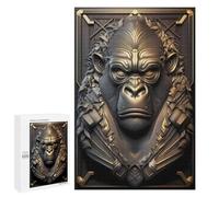 Adults Puzzles 1000 PCS Jigsaws Golden Metal Gorilla Jigsaw Puzzle Fun Games But Fun And Humorous Unique Gifts for Birthday And Christmas 1000 PCS
