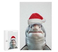 Adults Puzzles 1000 PCS Jigsaws Great White Shark with Santa Hat Jigsaw for Adults Anti-Stress Toys But Fun And Humorous Parent-child Interaction 1000 PCS