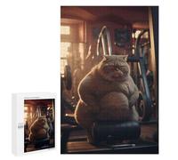 Adults Puzzles 1000 PCS Jigsaws Grumpy Fat Cat Fitness Teenagers Puzzles Hands-on Game Hand Speed Race Parent-child Interaction 1000 PCS